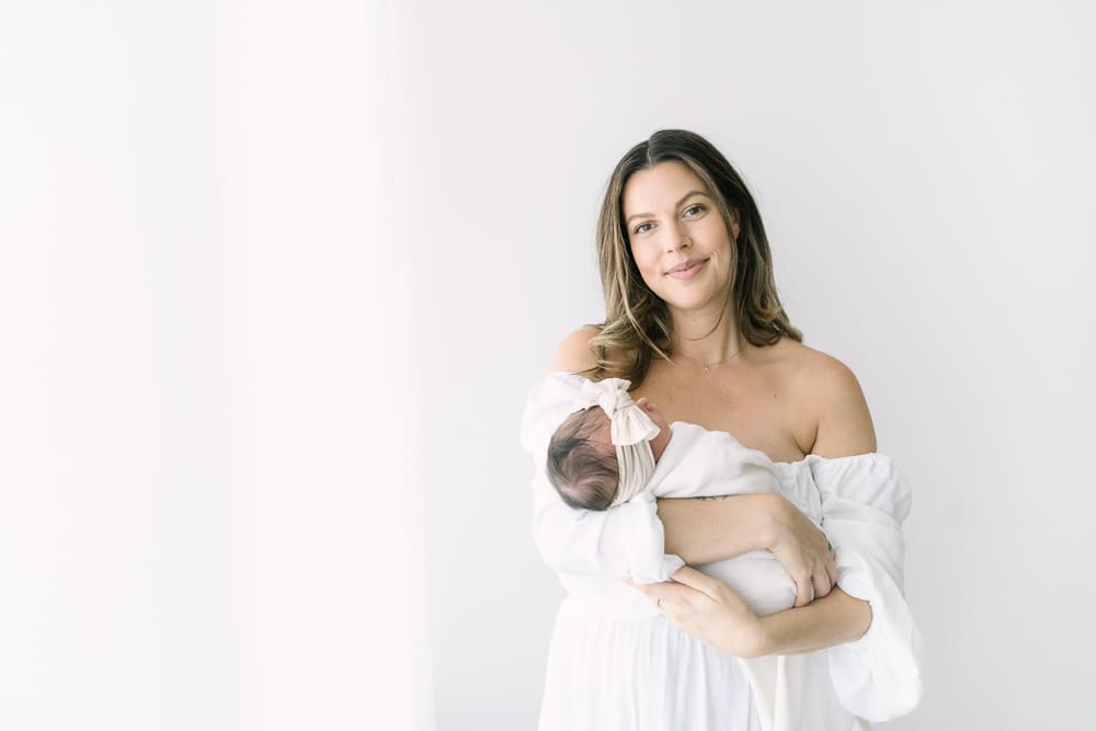 Arizona Newborn Photo Session with mom and baby at a studio