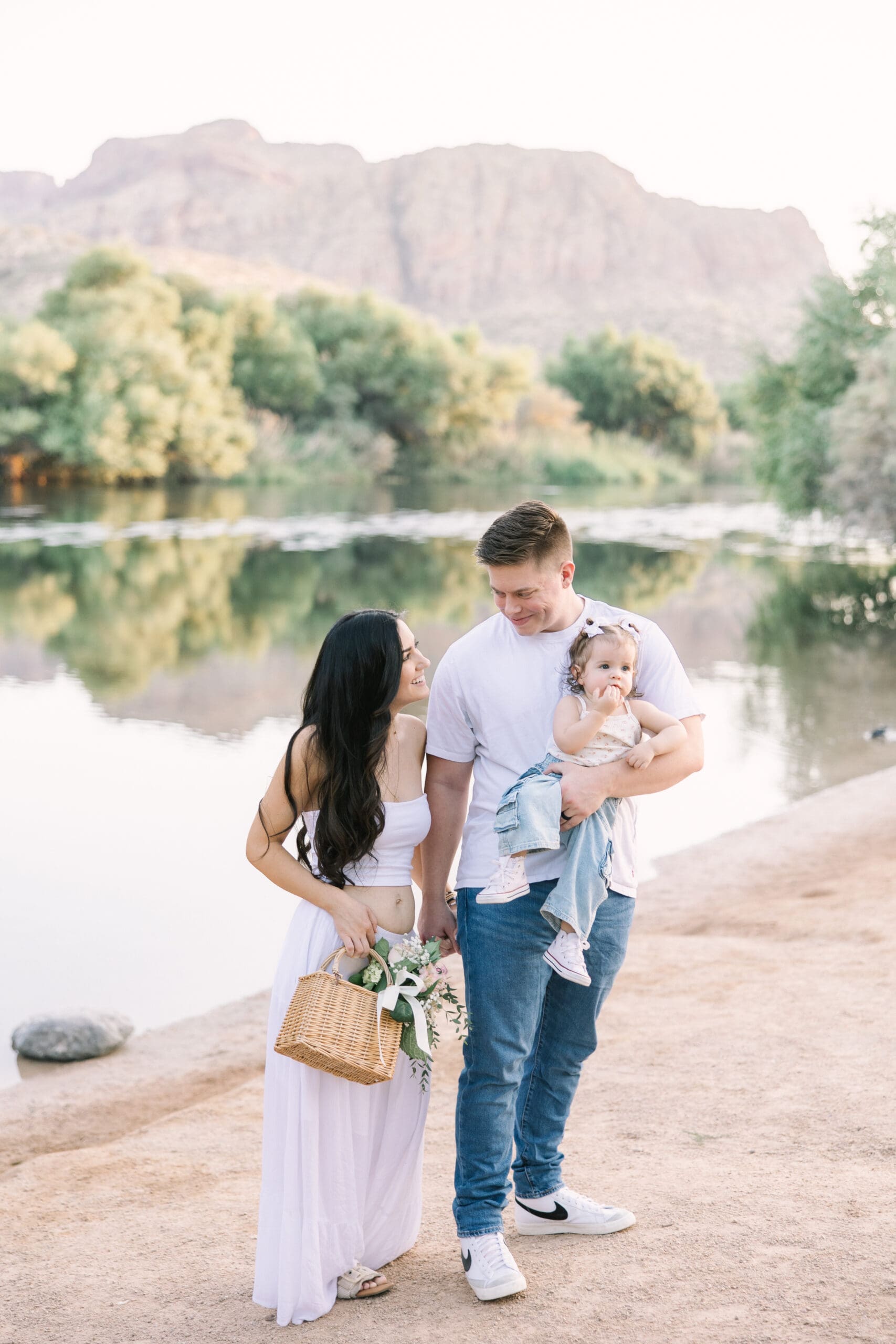 Gender reveal pregnancy announcement photoshoot